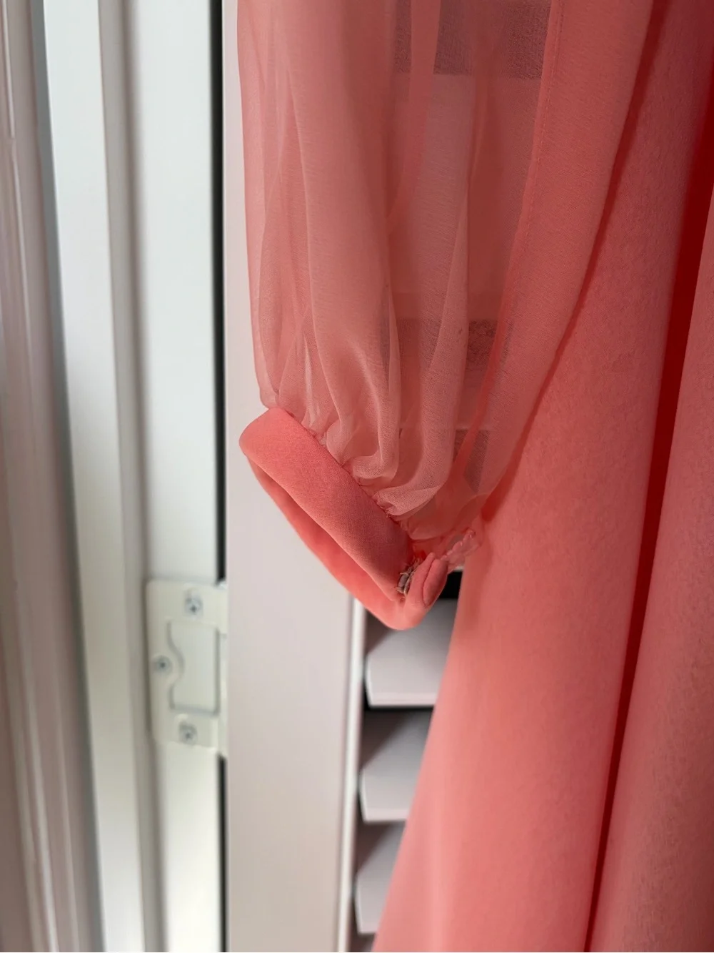 Women's Coral Pink Chiffon A-Line Dress